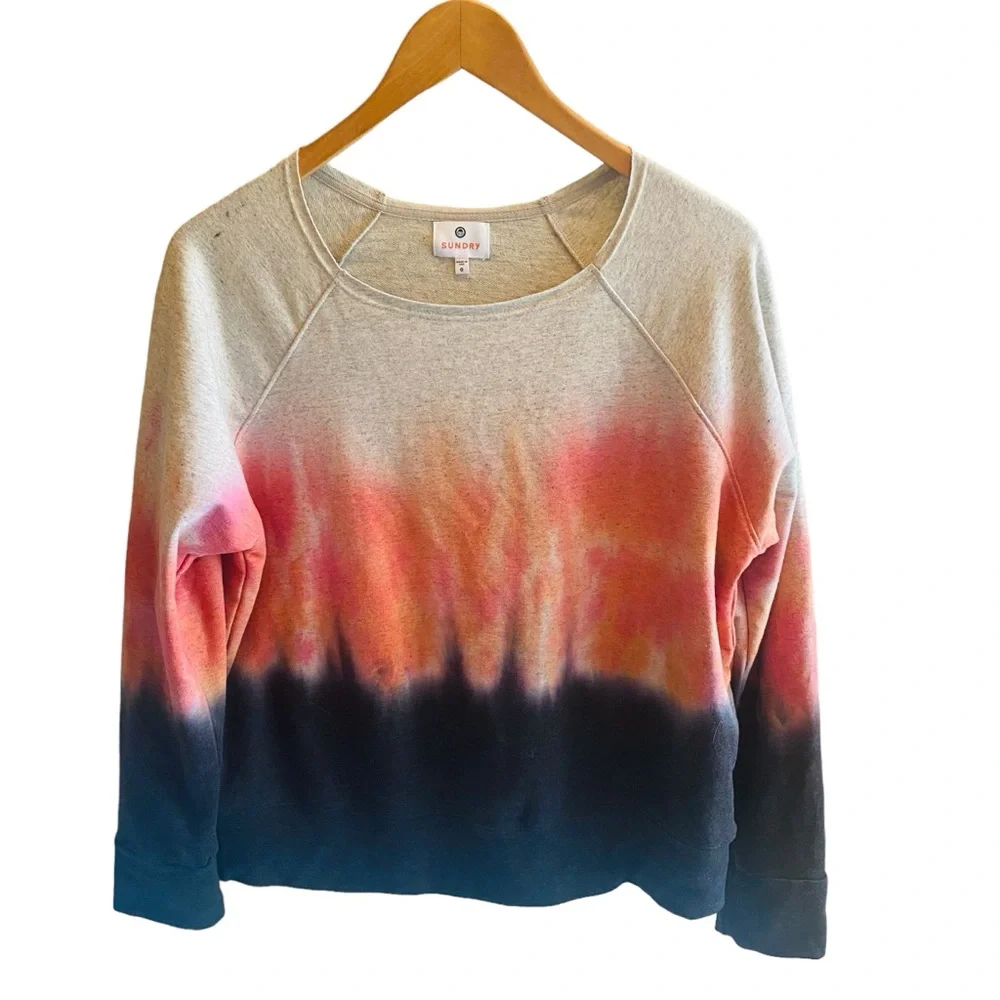 Sundry Pink Gray Dip Dye Tie Dye Sweatshirt 0